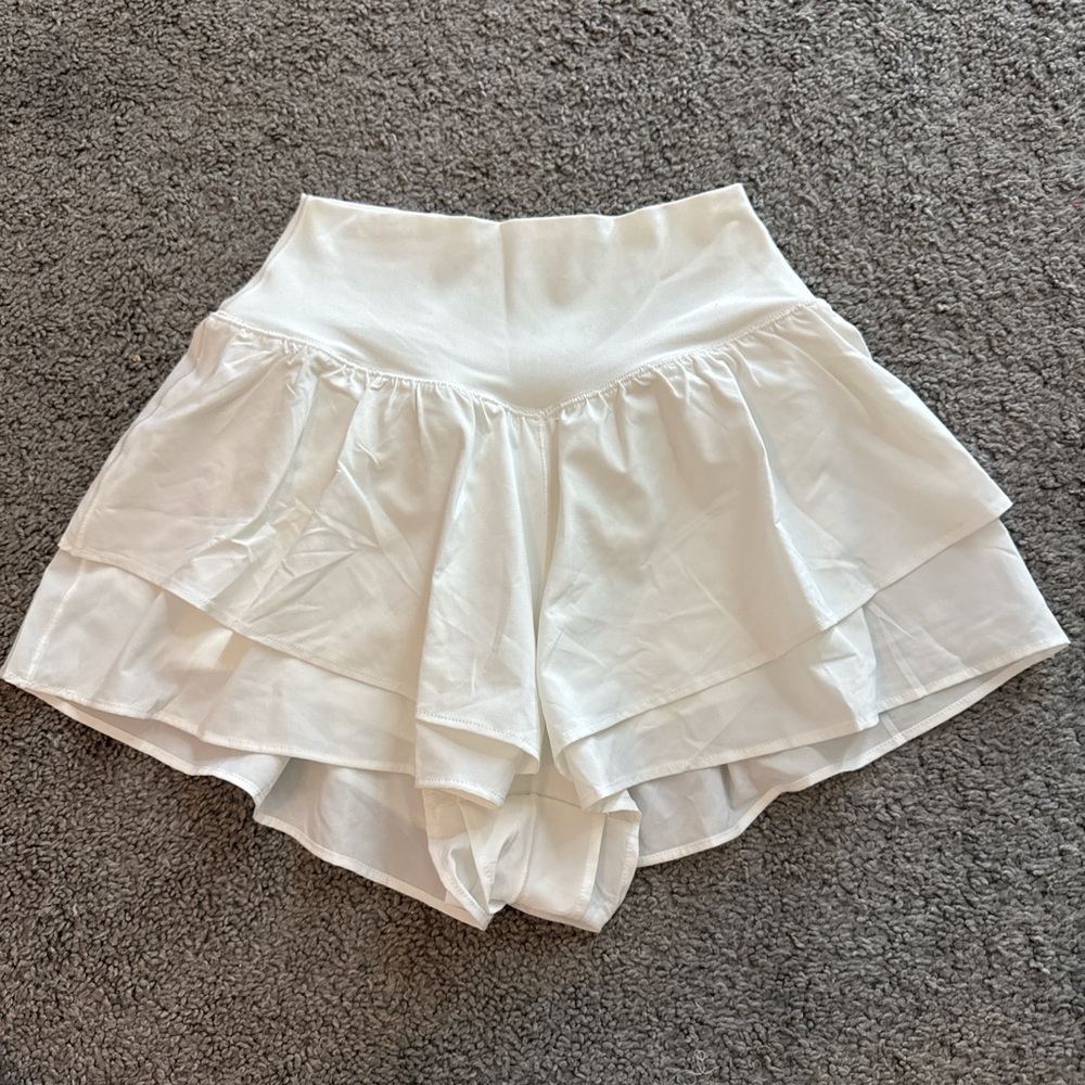 White Layered Women's Athletic Shorts